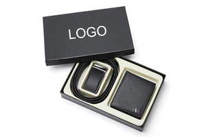 Valentine's Day Gift Exquisite Wallets Box Wallet +belt 2pcs Combination Men's Gift Set