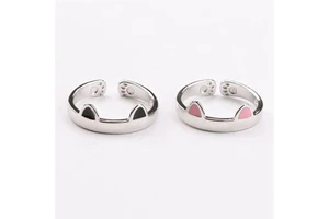 Best Valentine's Day Gift Adjustable Plated Metal Cute for Silver Ring for Girl Couple