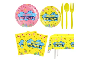 Cartoon Kids Birthday Theme Party Customized Items Tableware Set and Birthday Decorations Including Napkins