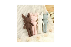 Organic Bunny Baby Cotton Yarn Crochet Bunny Plushy Toys Hand Crochet Kawaii Stuffed Animals Plush Doll