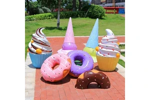 Store Window Display Candy Land Props Fiberglass Candy Lollipop Sculpture Statues Fiberglass Ice Cream Cone