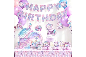 Mermaid Theme Party Decor Birthday Supplies Balloon Garland Tablecloth Background Plates Baby Shower Kid Birthday Decoration Set