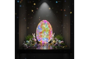 Modern Eco-friendly RGB Lighting Prismatic Iridescent LED Easter Egg Decor 50 LED USB Powered Easter Party Decorations Gifts PET