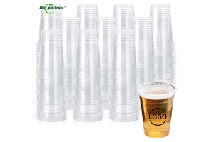 Custom Biodegradable 12 Oz 16 Oz 24 Oz 32 Oz Pet Clear Cold Drink Plastic PET PLA Glass Biodegradable Cup Disposable With Lids