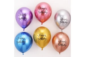 Metal ball Happy Birthday printed set of balloons - baby, toddler, child, adult birthday scene decoration