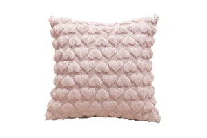 Valentine's Day Throw Pillow Cover Heart Pattern Custom Solid Color Soft Fur Cushion Cover