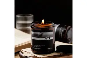 Private Label Luxury Custom 7oz Premium Black Scented Glass Jar Handmade Soy Wax Votive Candle for Christmas