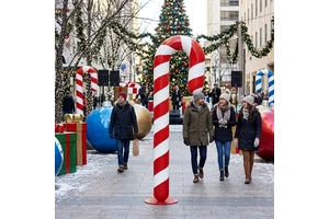 Giant Fiberglass Christmas Candy Cane Prop Outdoor Holiday Decoration For Mall Plaza Immersive Candyland Theme Party Display