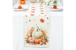 Thanksgiving Day Decoration Maple Leaf and Pumpkin Table Runner Thanksgiving Holiday Kitchen Dining Table Decor for Home Party