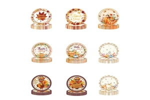 Wholesale Thanksgiving Fall Pumpkin Turkey Disposable Paper Plates Autumn Harvest Dinner Tableware Holiday Party Decor Supplies