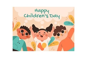 Wholesale 14x21cm 6.1 International Children's Day Hand Waving Pennant Flag Custom Logo Kids Day Celebration Party Decoration