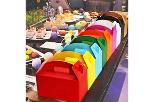Customizable Packaging Mousse Macarons Cupcakes Party Favors Rainbow Color Portable Cake Boxes With Handle