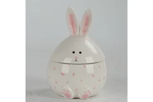 White Pottery Easter Bunny Shaped Sugar Bowl & Spice Jar Creative Easter Daily Use Product From China