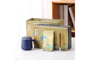 Thanksgiving Business Promotion Gift Set Activity Accompanied by Gift logo Custom High-end Teapot Teacup Notebook Gift Box