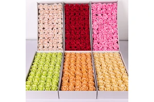 Valentines Day Gift 2025 for Couples Romantic Decorations Hand Soap Flowers Gift Box 50 Pcs/box Rose Flower