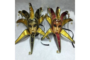 Venetian Masquerade Carnival Mardi Gras Jolly Paper Mache Mask Decoration
