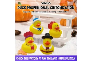 Thanksgiving Themed Rubber Duck Bulk Squeaky Floating Bath Toy for Fall Festival Party Favors and Holiday Gift Sets
