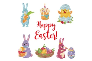 Easter Eggs Cartoon Sticker Diamond Painting Stickers Kits for Kids Gifts Rabbit Mosaic Sticker Paster Child Puzzle Gift