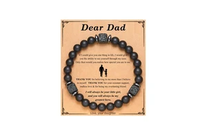 Father's Day Best Gift to Dad Husband Son Boyfriend Men Grandpa Natural Stone Card Bracelet Bead Bracelet