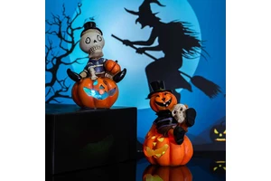 Hot Selling Halloween Decoration Seven-color Flashing Pumpkin Skeleton Lantern for Props for the Ghost Festival Party
