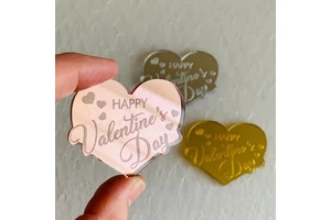 Happy Valentine's Day Cupcake Topper Rose Gold Red Love Heart Shaped Dessert Decoration
