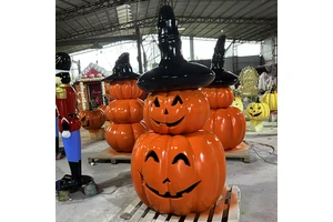 Outdoor Pumpkin Decor Halloween Ornament Creative Pumpkin Witch Home Party Decor Fiberglass Resin Halloween Sculpture