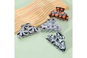 HUIXIN New Design Halloween Hair Claw Pumpkin Spider Hair Clips Custom Acrylic Claw Clips For Girls Halloween Hair Accessories
