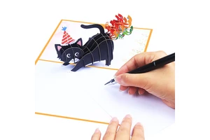 3D for up Handmade Paper Greeting Card with Envelope for up Funny Rainbow Farting Kitten Thanksgiving Birthday Gift Card