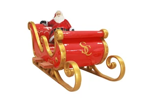Commercial Large Outdoor Christmas Decorations Waterproof Fiberglass Life-Size Santa Clause Sleigh Creative Display