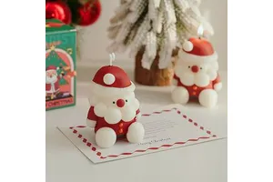 Handmade Christmas Favorite Santa Claus Shaped Cute Design Party Ready Home Decor Fragrant Scented Candle