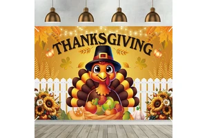 Thanksgiving Banner Autumn Harvest Theme Home Garden Party Backdrop Portable Foldable Turkey Pattern