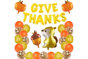 New Thanksgiving Party Atmosphere Decoration Squirrel Maple Leaf Aluminum Film Balloon Set