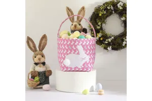 Factory Hot-selling Easter Rabbit Bucket for Children to Use for Candy Buckets Cute Rabbit Print Easter Decorative Bucket
