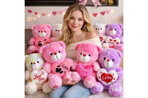 Custom Teddy Bear Plush Toy With Heart I Love You Stuffed Animal OEM Logo Valentine's Day Gift