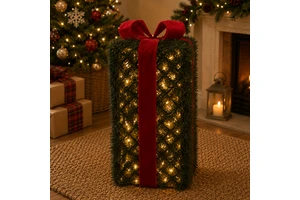 Christmas Decoration Products High Quality New Green Plastic Artificial Pine Gift Box for Home Xmas Supplier