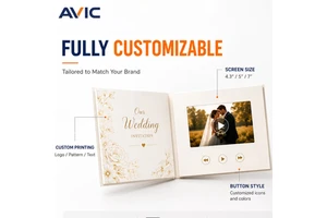 Custom Printing OEM Wedding Video Greeting Card Video Brochure Video Book Video Box Video Display Stand Invitation Gift