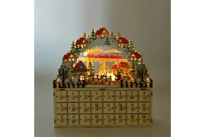 Handmade Eco-Friendly Modern LED Light DIY 24 Days Countdown Nutcracker Wooden Christmas Advent Calendar Decor