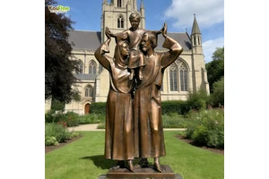 YOUFINE Life Size Antique Religious Church Decor Bronze Holy Family Statues With Baby Jesus For Sale