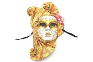 Women's Full Face Mask Red Color Glittered Plastic Elegant Venetian Carnival Costume Cheap Party Decoration