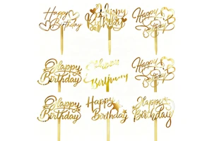 Happy Birthday Acrylic Cake Topper Star Birthday Decorations for Kids or Adults Birthday Party Supplies