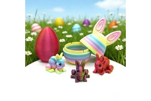Cross-border Hot-selling Easter 3D Printed Movable Rabbit Egg Creative Desktop Decoration Model Toy