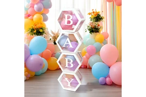 Customizable Hexagon Adult Balloon Boxes with Letters Durable Paper Hot Selling for Birthday Wedding Decor