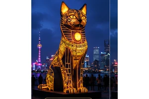 2026 Giant Illuminated Egyptian Bastet Cat Inflatable LED Lighted Waterproof Durable Plug-Powered Party Events Festivals