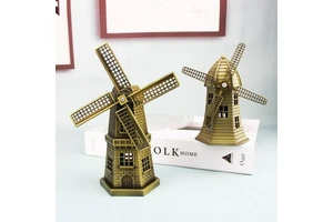 Antique Vintage Metal Dutch Windmill Hot Sale Home Decor Souvenir Antique Style Printing Holland Logo Metal Crafts Painting