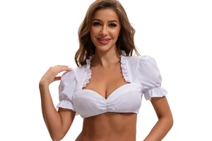 L Oktoberfest Costume Sexy White Women's Blouse Bavarian National Costume Top Halloween Carnival Party Costume Women's Shirt