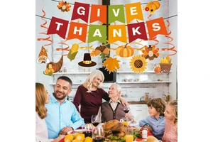 Wholesale Disposable Luxury Paper Thanksgiving Hanging Decorations Pumpkin Banner Swirls for Party