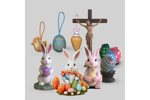 Professional Wholesale Customized Easter Gift Art Home Decoration Eggs Decor Custom Easter Bunny Figurines Easter Ornaments