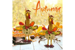 Handmade Standing Thanksgiving Turkey Plush Ornament Harvest Fall Festival Tabletop Decor Autumn Stuffed Figurines Hot Selling