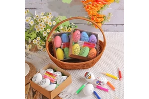 Set of 6 Pcs Easter Egg Decoration Kids Party Gift Educational Toys Cartoon DIY Hand-painted Easter Eggs