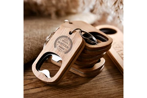 Free Shipping Pack Of 50 Pcs Wooden Beer Bottle Opener Keychain Wood And Metal Combo Bottle Opener For Laser Engraving Blanks